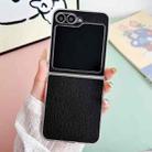 For Samsung Galaxy Z Flip5 Litchi Texture Leather Clear Jelly PC Phone Case(Black) - 2