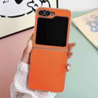 For Samsung Galaxy Z Flip5 Litchi Texture Leather Clear Jelly PC Phone Case(Orange) - 2