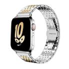 For Apple Watch 38 / 40 / 41 / S10 42mm 20mm xDfind Seven-bead Solid Stainless Steel Watch Band(Silver Gold) - 1