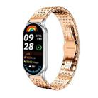 For Xiaomi Smart Band 10 / 9 / 8 NFC 14mm xDfind Seven-bead Solid Stainless Steel Watch Band(Rose Gold) - 1