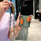 For Samsung Galaxy Z Flip7 5G Woven Texture Phone Case With Colorful Lanyard(Green) - 2
