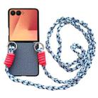 For Samsung Galaxy Z Flip7 5G Woven Texture Phone Case With Colorful Lanyard(Blue) - 1