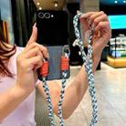 For Samsung Galaxy Z Flip7 5G Woven Texture Phone Case With Colorful Lanyard(Blue) - 2