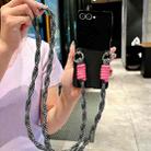 For Samsung Galaxy Z Flip7 5G Woven Texture Phone Case With Colorful Lanyard(Black) - 2