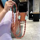 For Samsung Galaxy Z Flip7 5G Woven Texture Phone Case With Colorful Lanyard(Brown) - 2