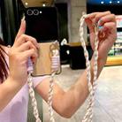For Samsung Galaxy Z Flip7 5G Woven Texture Phone Case With Colorful Lanyard(Apricot) - 2