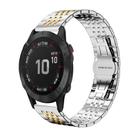 For Garmin Fenix 8/7X/6X/5X 26mm 22mm xDfind Seven-bead Solid Stainless Steel Watch Band(Silver Gold) - 1