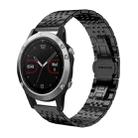 For Garmin Fenix 8/7/6/5 22mm 20mm xDfind Seven-bead Solid Stainless Steel Watch Band(Black) - 1