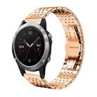 For Garmin Fenix 8/7/6/5 22mm 20mm xDfind Seven-bead Solid Stainless Steel Watch Band(Rose Gold) - 1
