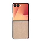 For Samsung Galaxy Z Flip7 5G Weave Texture PU Hybrid PC Phone Case(Apricot) - 1