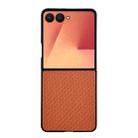 For Samsung Galaxy Z Flip7 5G Weave Texture PU Hybrid PC Phone Case(Brown) - 1