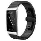 For Fitbit Charge 4 / 3 18mm xDfind One-bead Bamboo Solid Stainless Steel Watch Band(Black) - 1