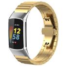 For Fitbit Charge 6 / 5 18mm xDfind One-bead Bamboo Solid Stainless Steel Watch Band(Gold) - 1