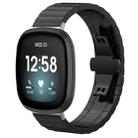 For Fitbit Versa 4 / 3 / Sense2 / 1 20mm xDfind One-bead Bamboo Solid Stainless Steel Watch Band(Black) - 1