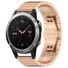 For Garmin Fenix 8/7/6/5 22mm 20mm xDfind One-bead Bamboo Solid Stainless Steel Watch Band(Rose Gold) - 1