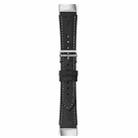 For Fitbit Charge 6 / 5 Cowhide Leather Watch Band(Black White Line) - 2