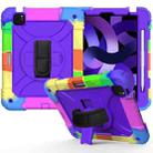 For iPad Air 2022 / 2020 10.9 / Air 2022 Shockproof PC + Silicone Combination Case with Holder & Hand Strap & Shoulder Strap(Colorful + Purple) - 1