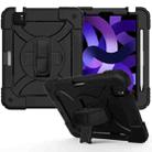 For iPad Air 2022 / 2020 10.9 / Air 2022 Shockproof PC + Silicone Combination Case with Holder & Hand Strap & Shoulder Strap(Black + Black) - 1