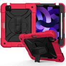 For iPad Air 2022 / 2020 10.9 / Air 2022 Shockproof PC + Silicone Combination Case with Holder & Hand Strap & Shoulder Strap(Red + Black) - 1