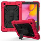 For Samsung Galaxy Tab A 10.1 (2019) T510/T515 Shockproof PC + Silicone Combination Case with Holder & Hand Strap & Shoulder Strap(Red + Black) - 1