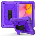 For Samsung Galaxy Tab A 10.1 (2019) T510/T515 Shockproof PC + Silicone Combination Case with Holder & Hand Strap & Shoulder Strap(Purple + Purple) - 1