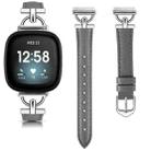 For Fitbit Versa 3 / 4 / Sense 2 D Metal Genuine Leather Watch Band(Grey) - 2