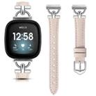 For Fitbit Versa 3 / 4 / Sense 2 D Metal Genuine Leather Watch Band(Light Pink) - 2