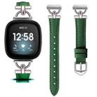 For Fitbit Versa 3 / 4 / Sense 2 D Metal Genuine Leather Watch Band(Green) - 2
