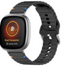 For Fitbit Versa 3 / 4 / Sense 2 Wavy Grain Stitched Silicone Watch Band(Black) - 1