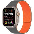 For Apple Watch 42 / 44 / 45 / 46 / 49mm xDfind Flat Head Litchi Texture Magnetic Silicone Watch Band(Grey Orange) - 1