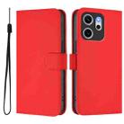For OPPO Reno14 F 5G Skin Feel Solid Color Leather Phone Case with Lanyard(Red) - 2