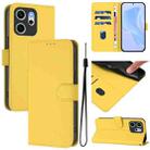 For OPPO Reno14 F 5G Skin Feel Solid Color Leather Phone Case with Lanyard(Lemon Yellow) - 1
