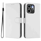 For OPPO Reno14 F 5G Skin Feel Solid Color Leather Phone Case with Lanyard(White) - 2