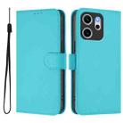 For OPPO Reno14 F 5G Skin Feel Solid Color Leather Phone Case with Lanyard(Lake Blue) - 2