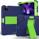 For iPad Air 2022 / 2020 10.9 Shockproof Two-Color Silicone Protective Case with Holder(Navy Blue + Green) - 1