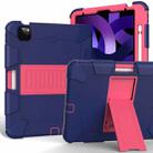 For iPad Air 2022 / 2020 10.9 Shockproof Two-Color Silicone Protective Case with Holder(Navy Blue + Rose Red) - 1
