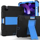 For iPad Air 2022 / 2020 10.9 Shockproof Two-Color Silicone Protective Case with Holder(Black + Blue) - 1