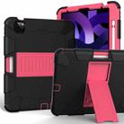 For iPad Air 2022 / 2020 10.9 Shockproof Two-Color Silicone Protective Case with Holder(Black + Rose Red) - 1