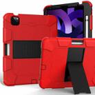 For iPad Air 2022 / 2020 10.9 Shockproof Two-Color Silicone Protective Case with Holder(Red + Black) - 1