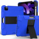 For iPad Air 2022 / 2020 10.9 Shockproof Two-Color Silicone Protective Case with Holder(Blue + Black) - 1