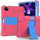 For iPad Air 2022 / 2020 10.9 Shockproof Two-Color Silicone Protective Case with Holder(Rose Red + Blue) - 1