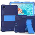 For Samsung Galaxy Tab A7 (2020) T500/T505 Shockproof Two-Color Silicone Protective Case with Holder(Navy Blue + Blue) - 1