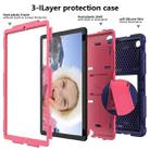 For Samsung Galaxy Tab A7 (2020) T500/T505 Shockproof Two-Color Silicone Protective Case with Holder(Navy Blue + Rose Red) - 1
