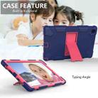 For Samsung Galaxy Tab A7 (2020) T500/T505 Shockproof Two-Color Silicone Protective Case with Holder(Navy Blue + Rose Red) - 4