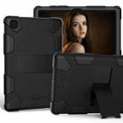 For Samsung Galaxy Tab A7 (2020) T500/T505 Shockproof Two-Color Silicone Protective Case with Holder(Black+Black) - 1