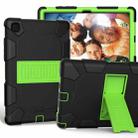 For Samsung Galaxy Tab A7 (2020) T500/T505 Shockproof Two-Color Silicone Protective Case with Holder(Black + Green) - 1