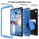 For Samsung Galaxy Tab A7 (2020) T500/T505 Shockproof Two-Color Silicone Protective Case with Holder(Black + Blue) - 1