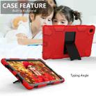 For Samsung Galaxy Tab A7 (2020) T500/T505 Shockproof Two-Color Silicone Protective Case with Holder(Red + Black) - 4