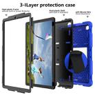 For Samsung Galaxy Tab A7 (2020) T500/T505 Shockproof Two-Color Silicone Protective Case with Holder(Blue + Black) - 1