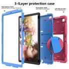 For Samsung Galaxy Tab A7 (2020) T500/T505 Shockproof Two-Color Silicone Protective Case with Holder(Rose Red + Blue) - 1